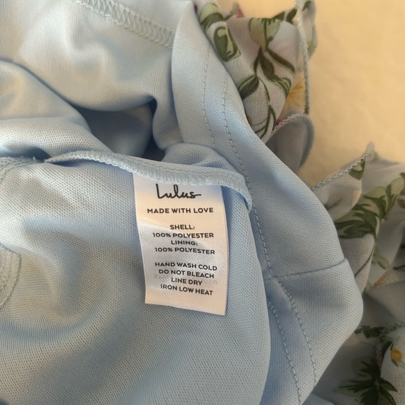 Lulus Light Blue Floral Tiered Halter Midi Dress Small Wedding Guest Coquette - Picture 6 of 8